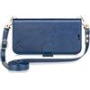 OCASE Custodia per iPhone 16 Plus con Cinghia Staccabile, Interno TPU Antiurto con Cuoio Portafoglio, RFID Blocking, Carta Fessura, Supporto Stand, Cover in Pelle per iPhone 16 Plus - Blu