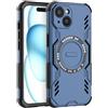 LVVFEI Cover Magnetica per iPhone 15 6,1 Pollici, Compatibile con MagSafe, Custodia Magnetica per iPhone 15 con design Antiurto e Fori di Ventilazione - Blu