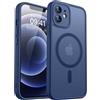 CANSHN Magnetica Cover per iPhone 12 Mini(5.4 Pollici), [Protezione Completa Della Fotocamera] Custodia Traslucida Opaca Protettiva Sottile Antiurto,Blu Profondo