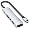 SATECHI Hub USB C 6 in 1 Slim Plus Adattatore Multiporta con Ricarica PD 100W, HDMI 4K@60Hz, 2 Porte USB-A 10Gbps e Lettori SD/microSD per MacBook Air/Pro/Neo, PC Portatile - Argento