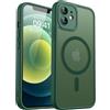 CANSHN Magnetica Cover per iPhone 12 Mini(5.4 Pollici), [Protezione Completa Della Fotocamera] Custodia Traslucida Opaca Protettiva Sottile Antiurto,Verde Profondo