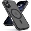 Oududianzi-Cover per iPhone 17 Compatibile con MagSafe, Custodia Traslucida Posteriore PC Silicone TPU Bumper, Protezione Della Fotocamera, Cover Militare Antiurto Anti-Impronte-Nero