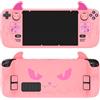PlayVital Cover Skin per Steam Deck OLED/LCD, Custodia Silicone Protettiva Grip Antiscivolo&Copri Levette Analogiche&Adesivi per Trackpad&Tasti Posteriori, Demone Carino, Rosa