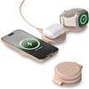 SATECHI OntheGo™ Caricatore Wireless Pieghevole 3 in 1, Stazione di Ricarica Rapida Qi2 15W per Serie iPhone 17 16 15 a 12, 5W per Apple Watch e AirPods, Caricatore a Induzione da Viaggio - Rosa