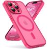Oududianzi - Magnetica Cover per iPhone 14 Pro Magsafe Case, Rose Rosso