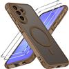 iVoler Cover Magnetica per Samsung Galaxy A57 5G con 2 Pezzi Pellicola Vetro Temperato, [Antiurto di Grado Militare] Custodia Traslucida Opaca Sottile Anti-Impronte MagSafe Case, Opaca Marrone Chiaro