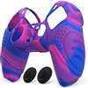 eXtremeRate PlayVital Cover Custodia per ps5 Joystick Controller Skin Silicone Antiscivolo Protettiva con Gommini Copri Levette Analogiche-Guardian Edizione,Rosa Viola Blu Mimetico