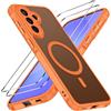 iVoler Cover Magnetica per Samsung Galaxy A57 5G con 2 Pezzi Pellicola Vetro Temperato, [Antiurto di Grado Militare] Custodia Traslucida Opaca Sottile Anti-Impronte MagSafe Case, Opaca Arancione