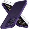 iVoler Cover Magnetica per iPhone 12 PRO Max 5G con 2 Pezzi Pellicola Vetro Temperato, [Compatibile con MagSafe] Custodia Traslucida Opaca Sottile Anti-Impronte MagSafe Case, Viola Profondo