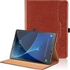 Oduio Custodia per Samsung Galaxy Tab A6 10.1 pollici 2016 SM-T580/T585 Pelle Tablet Case, Multi-angli Supporto Pieghevole Cover Protettiva con Tasca, Pencil Loop, Auto Sveglia/Sonno - Marrone