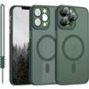 YUANDMI Cover Magnetica per iPhone 12 Pro Max Compatibile con MagSafe, Custodia Per iPhone 12 Pro Max Traslucida Opaca Case Anti-Scivolo Resistente ai Graffi, Verde Scuro