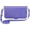 OCASE Custodia per iPhone 16 Plus con Cinghia Staccabile, Interno TPU Antiurto con Cuoio Portafoglio, RFID Blocking, Carta Fessura, Supporto Stand, Cover in Pelle per iPhone 16 Plus - Viola