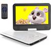 YOTON Lettore DVD Portatile 12,5" con Schermo Girevole HD da 10,5" per Auto e Bambini, con Caricatore per Auto, Supporta 6 Ore di Batteria Integrata e USB/scheda SD/sincronizzazione TV, Bianco