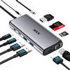SSK Docking station hub USB C 10 in 1, dock per laptop con adattatore multiporta HDMI tipo C 4K a 60 Hz con USB C da 10 Gbps e 2 porte dati USB A, PD da 100 W, RJ45, SD/TF per MacBook