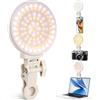 GlobalCrown Luce per selfie cellulare, luce per cellulare con 100 LED, illuminazione ricaricabile a clip, 3 modalità di illuminazione per telefono cellulare/fotocamera/laptop, foto trucco, YouTube