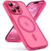 Oududianzi - Magnetica Cover per iPhone 15 Pro Magsafe Case, Rose Rosso