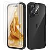 ORETECH 4 in 1 Compatibile con Cover iPhone 16 Plus(6.7 Pollici) con[2 Vetro Temperato Proteggi Schermo e 1 per Fotocamera] Custodia per iPhone 16 Plus Antiurto Sottile in PC Rigido con Bumper-Nero