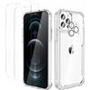 ORETECH per Cover iPhone 12 Pro Max, [2 Pezzi Pellicola Protettiva in Vetro Temperato & 1 Pezzi Pellicola Fotocamera] Antiurto Ultra Sottile Hard PC Silicone Custodia iPhone 12 Pro Max - Trasparente