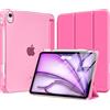 MoKo Cover per iPad Air 11 Pollici Case (M4/M3/M2) 2026/2025/2024, iPad Air 5a/4a Gen 10,9" 2022/2020 con Portapenna, Cover Trifold Sottile e Leggera con Retro in PC Rigido Traslucido, Rosa Persiano