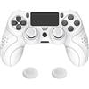 PlayVital Cover Joystick per ps4 Controller Custodia Skin Protettiva Silicone Antiscivolo per ps4 Slim Pro Joypad con Gommini Copri Levette Analogiche,Guardian Edizione,Bianco