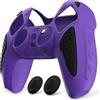 PlayVital Cover Silicone per ps5 Joystick Custodia Controller Skin Antiscivolo Copertura Gomma Protettiva&2 Copri Levette Analogiche, Knight Edizione, Viola&Nero
