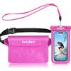 iVoler Kit Impermeabile con Borsa Marsupio e Custodia Smartphone IPX8 per Sport Acquatici Pesca Vela Sci Mare Escursione, Protezione per Cellulare Portafoglio Documenti - Rosa Magenta
