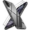 iVoler Anti Ingiallimento Chiaro Cover per iPhone 16 con 2 Pezzi Pellicola Vetro Temperato e Cornice di Installazione, [Antiurto di Grado Militare] Custodia Trasparente Sottile Case-Nero