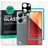 Ibywind 2 Piezas Protector Pantalla para Xiaomi Redmi Note 13 Pro 4G 6.67"+1 Pieza Protector Cámara+1 Pieza Protector Trasera Fibra Carbono,Dureza 9H Cristal Templado,Fácil de instalar