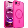 CANSHN Magnetica Cover per iPhone 16e/iPhone 17e(6.1 Pollici),Compatibile con MagSafe, [Protezione Completa Della Fotocamera] Custodia Traslucida Opaca Protettiva Sottile Antiurto,Rosa Calda