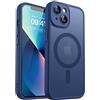 CANSHN Magnetica Cover per iPhone 13 Mini(5.4 Pollici), [Protezione Completa Della Fotocamera] Custodia Traslucida Opaca Protettiva Sottile Antiurto,Blu Profondo