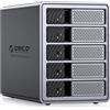 ORICO 40Gbps 5 Bay per 5 Dischi Rigidi, Docking Station per HDD in Alluminio per HDD da 3,5 Pollici fino a 22TB, Supporta il Collegamento a Margherita, Senza Disco Rigido (9858T3)
