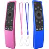 RYHX Confezione da 2 Custodie Protettive in Silicone per Telecomando Samsung, Serie BN59, Antiurto Antiscivolo, Custodia Protettiva in Silicone (Blu Navy+Rosa)