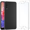 NEW'C Cover per Huawei P20 Pro in silicone custodia ultra sottile nero e 2 × vetro temperato per Huawei P20 Pro, pellicola protettiva per schermo