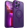 CANSHN Cover Magnetica per iPhone 13 Pro Max(6,7 Pollici), Compatibile con MagSafe, [Protezione Completa Della Fotocamera], Custodia Traslucida Opaca Protettiva Sottile Antiurto,Viola Profondo