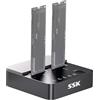 SSK M.2 NVMe SATA SSD Cloner, Docking Station Dual Bay per clonare M.2SSD, 10Gbps USB3.2 Gen 2 SSD a USB Senza Attrezzi Duplicatore, Supporta la Clonazione Offline