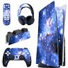 PlayVital Adesivo Skin Sticker Decal Vinile per ps5 Standard Disc Edition Console & Controller & Telecomando & Cuffie & Base di Ricarica - Galassia Blu