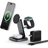 SATECHI OntheGo™ Caricatore Wireless Pieghevole 3 in 1, Stazione di Ricarica Magnetica 15W Certificata Qi2 per Serie iPhone 17 16 15 a 12, Apple Watch e AirPods con Ricarica Wireless