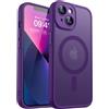 CANSHN Cover Magnetica per iPhone 13(6,1 Pollici), Compatibile con MagSafe, [Protezione Completa Della Fotocamera], Custodia Traslucida Opaca Protettiva Sottile Antiurto,Viola Profondo