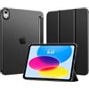 MoKo Cover Custodia iPad (A16) 11a Generazione 2025 /iPad 10a Generazione 2022, Cover Custodia Protettiva per Supporto Ultrasottile con Copertura Posteriore Traslucida in PC Rigido, Tutto Nero