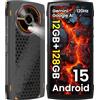 LAGENIO Panther 2 Rugged Smartphone Android 15, 12GB+128GB/1TB Espandibile, IP68/IP69K 6.7" HD+120Hz Cellulare Impermeabile, 16MP+8MP, 5150mAh, Widevine L1/Face ID/OTG/GPS/NFC/3 SIM Slots, Nero