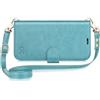 OCASE Custodia per iPhone 16 Plus con Cinghia Staccabile, Interno TPU Antiurto con Cuoio Portafoglio, RFID Blocking, Carta Fessura, Supporto Stand, Cover in Pelle per iPhone 16 Plus - Blu Ghiaccio