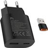 Samneer 25W USB tipo C Caricabatterie veloce 15W USB tipo A Adattatore Per:Samsung Galaxy S25 S24 S23 S22 S21 S20 A56 A55 A54 Veloce Telefono cellulareSpina di ricarica USB C Rapido Alimentator Lightning