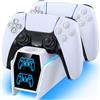Tokluck Caricatore per PS5 Controller con Cavo, Base di Ricarica per P5 e P5 Edge, 2,5H Riarica per PS5 Controller Compatibile con PS 5 Edge, Kit Accessori per Playstation 5 Console, Bianco