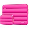 MOSISO 13.3 pollici Custodia Laptop, 13-13,3 pollici Borse PC Compatibile con MacBook Air 13.6 M5 M4 M3 M2 M1/Neo/Pro 13/14, HP Dell ASUS Lenovo, Poliestere Orizzontale Borsa&Pouch, Rosa Rosso