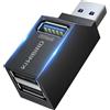 KiWiBiRD sdoppiatore USB multipla, hub USB 3.0 2x USB2.0, doppia presa USB splitter adattatore duplicatore ricarica ciabatta per PC compatibile con chiavetta stampante tastiera mouse cuffie