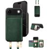 OCASE Custodia Portafoglio per iPhone Air, Custodia in Pelle con Cerniera, Porta Carte con Blocco RFID, con Tra Collo Regolabile Rimovibile, Protettiva Antiurto Cover per iPhone Air, Verde Scuro