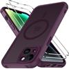 iVoler Cover Magnetica per iPhone 14 5G con 2 Pezzi Pellicola Vetro Temperato, [Compatibile con MagSafe] Custodia Traslucida Opaca Sottile Anti-Impronte MagSafe Case, Bordeaux