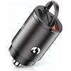 Wicked Chili 45W Tiny Caricabatterie per Auto, Caricatore Rapido Doppio Adattatore USB Accendisigari, Fast Charger per iPhone, iPad, Samsung, Huawei, Smartphone USB-C & A Adattatore Auto (12V)