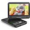 YOTON Lettore DVD Portatile 12,5" con Schermo Girevole HD da 10,5" per Auto e Bambini, con Caricatore per Auto, Supporta 6 Ore di Batteria Integrata e USB/scheda SD/sincronizzazione TV，Nero