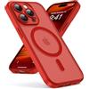 Oududianzi - Magnetica Cover per iPhone 14 Pro Max Magsafe, Bright Red